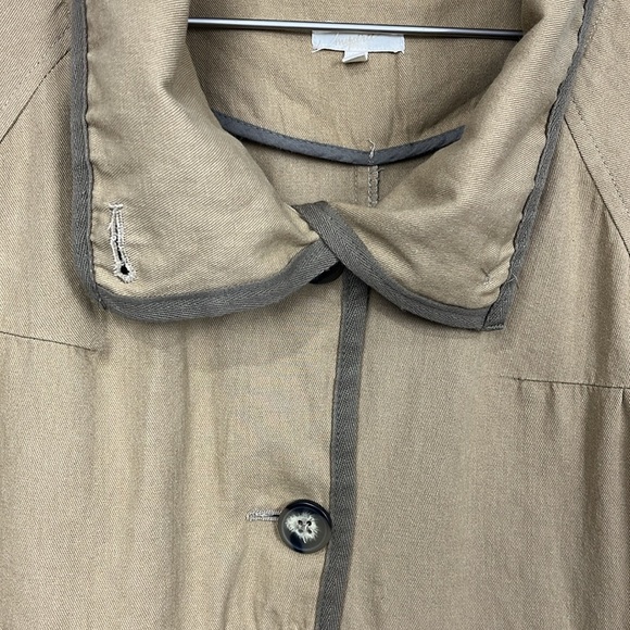 Mystree Womens Tunic/Jacket L Tan 4 Button Close Wide Sleeves Pockets Peplum Hem - Picture 3 of 16